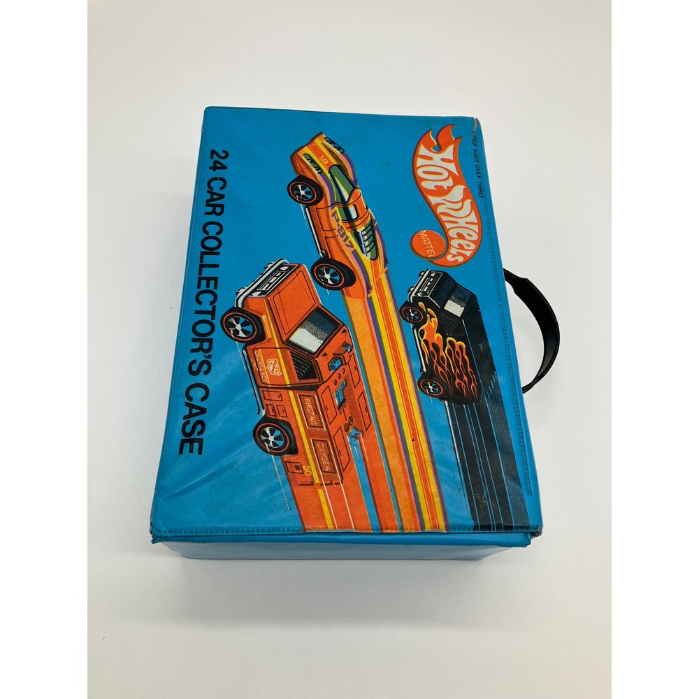 Vintage Hot Wheels 24 Car Collector Case Mattel Blue Vinyl Storage Carrying Case